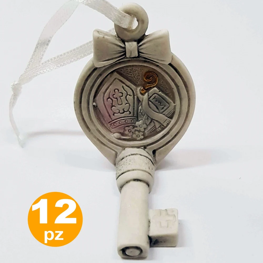 SET BOMBONIERE CHIAVE FIOCCO GANCIO CRESIMA SACRAMENTO MITRIA CERAMICA APPENDINO - TrAdE Shop Traesio