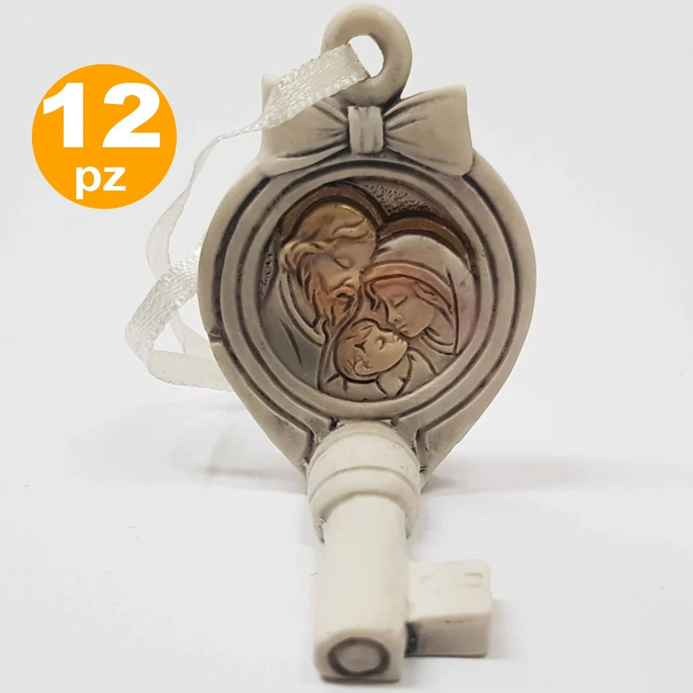 SET BOMBONIERE CHIAVE FIOCCO GANCIO NATIVITà GIUSEPPE MADONNA BAMBINO CERAMICA - TrAdE Shop Traesio