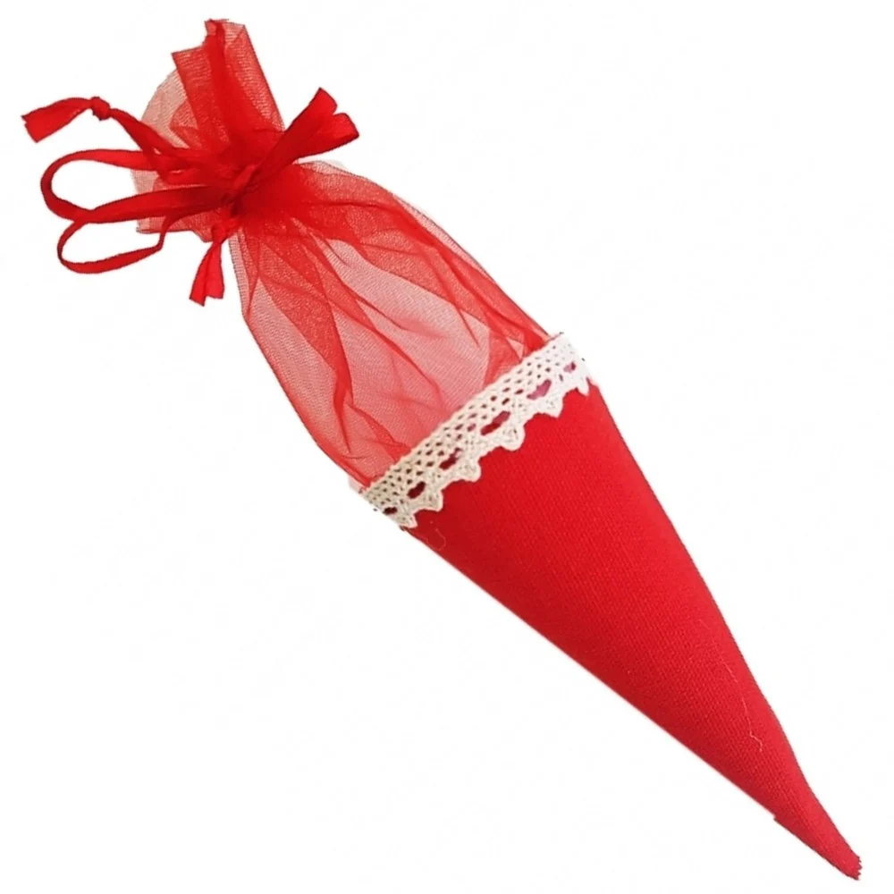 SET BOMBONIERE CONO ROSSO IN TESSUTO SACCHETTO PORTA CONFETTI RISO PORTA FORTUNA - TrAdE Shop Traesio