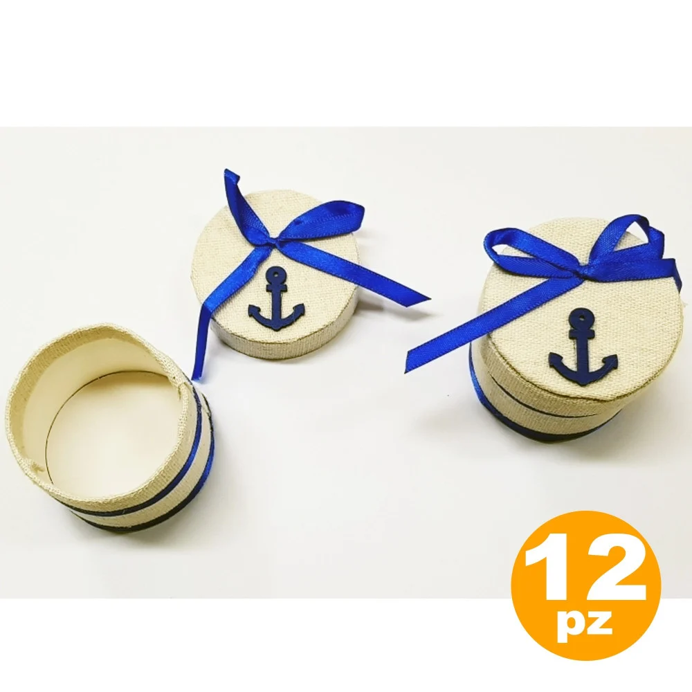 SET BOMBONIERE SCATOLA ANCORA BLU MARINO PORTA CONFETTI X MATRIMONIO COMPLEANNO - TrAdE Shop Traesio