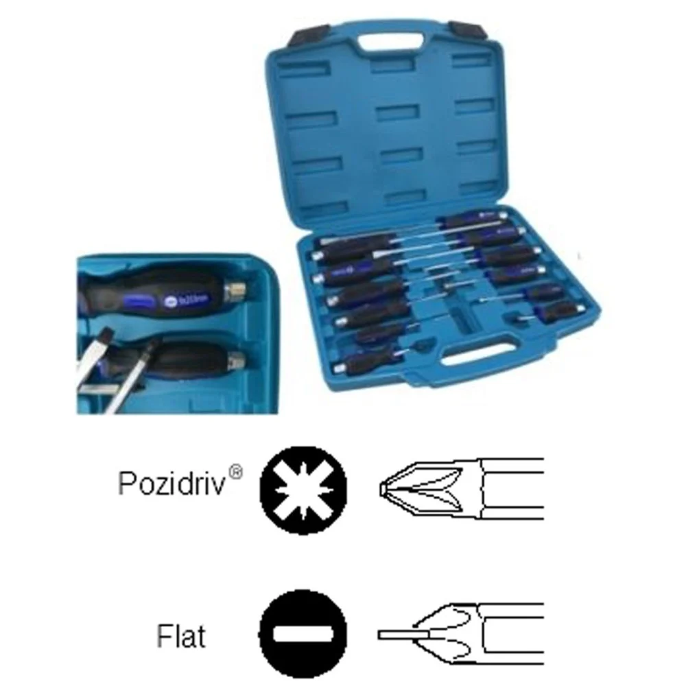 SET CACCIAVITI 12 PEZZI CALAMITATI A TAGLIO E POZIDRIV CON TESTA ESAGONALE - TrAdE Shop Traesio