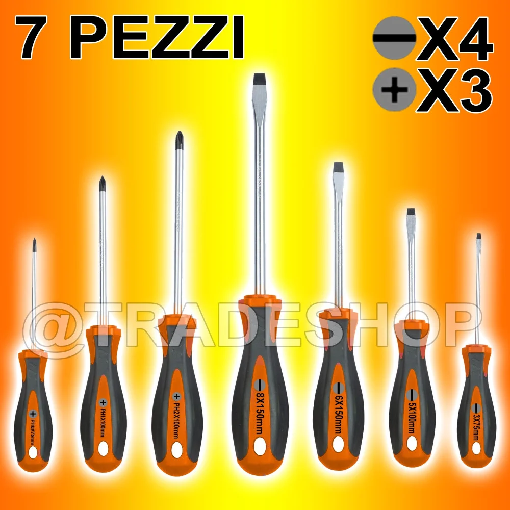 SET CACCIAVITI GIRAVITI KIT 7 PEZZI 3 A STELLA E 4 A TAGLIO PROFESSIONALI - TrAdE Shop Traesio