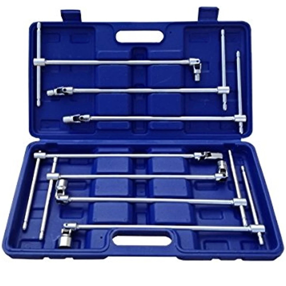 SET CHIAVI A T DOPPIO SNODO 7 PZ PEZZI LUNGHE 8 10 12 13 14 17 19 mm SNODABILI - TrAdE Shop Traesio