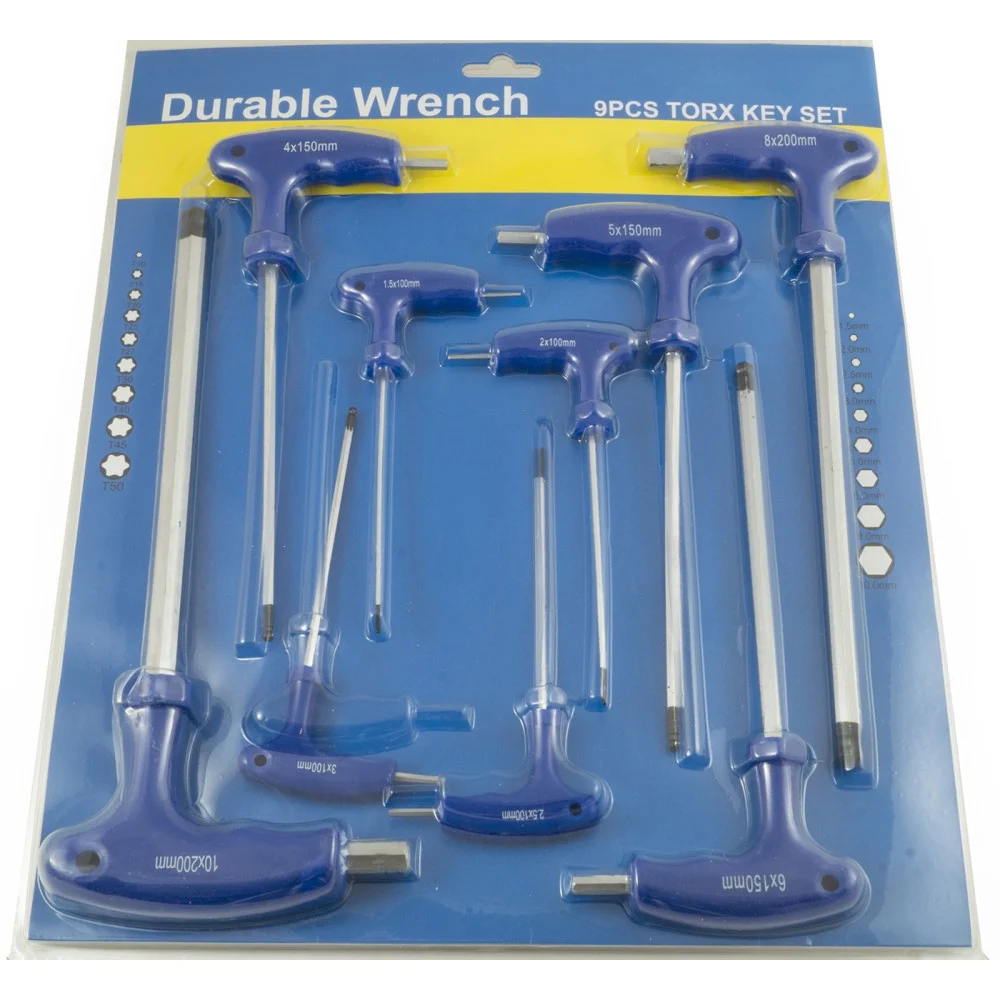 SET CHIAVINI A T TORX ESAGONALI ACCIAIO 9 PEZZI BALL POINT CON MANICO A ELLE L - TrAdE Shop Traesio