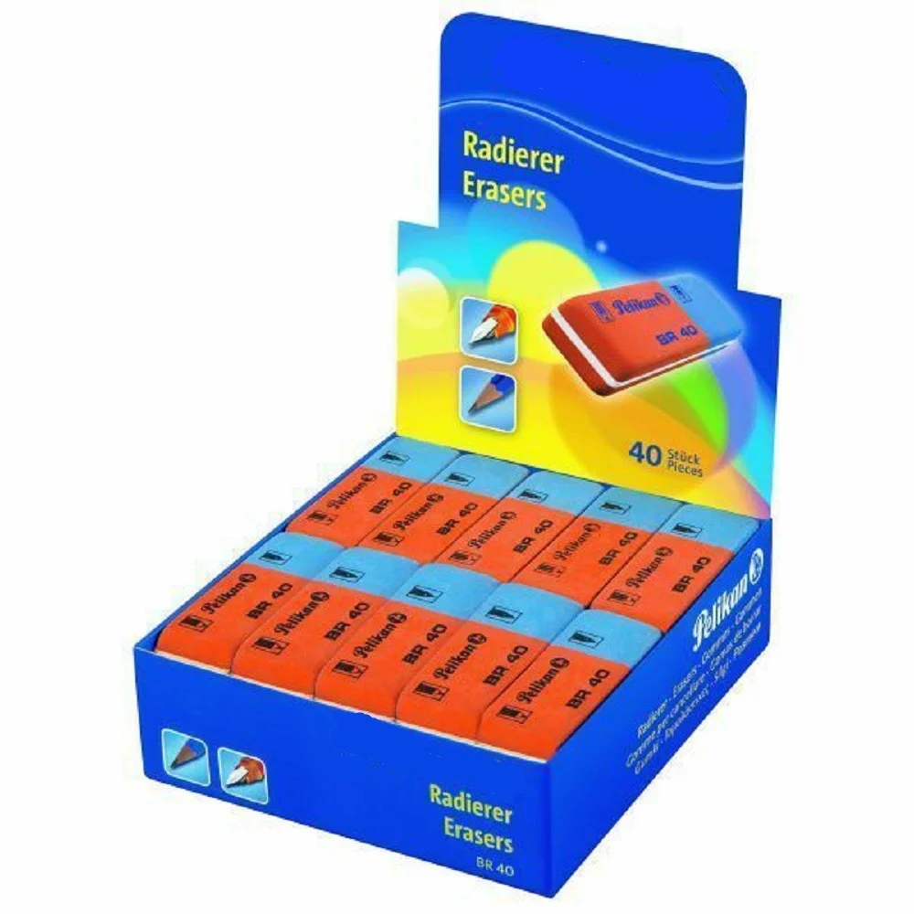 SET CONFEZIONE 40 PEZZI GOMME PER CANCELLARE ROSSO BLU BR40 PER SCUOLA UFFICIO - TrAdE Shop Traesio