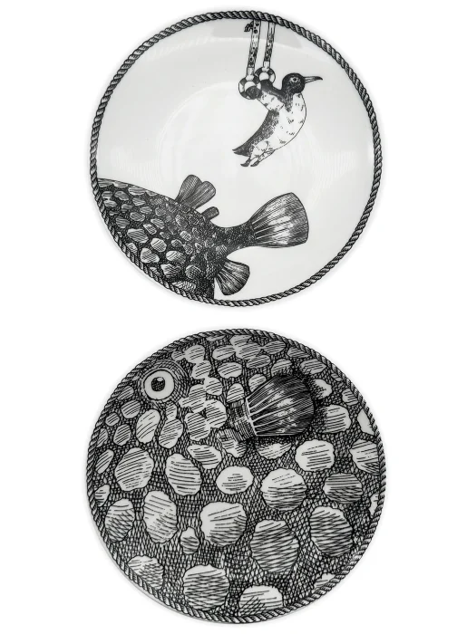 set di 2 piattini pinguino (collezione montgolfiers) - Arredamento marinaresco