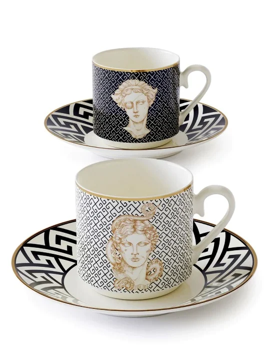 set di 2 tazze con piattini donna bendata e fluido (collezione atlantis) - Arredamento marinaresco