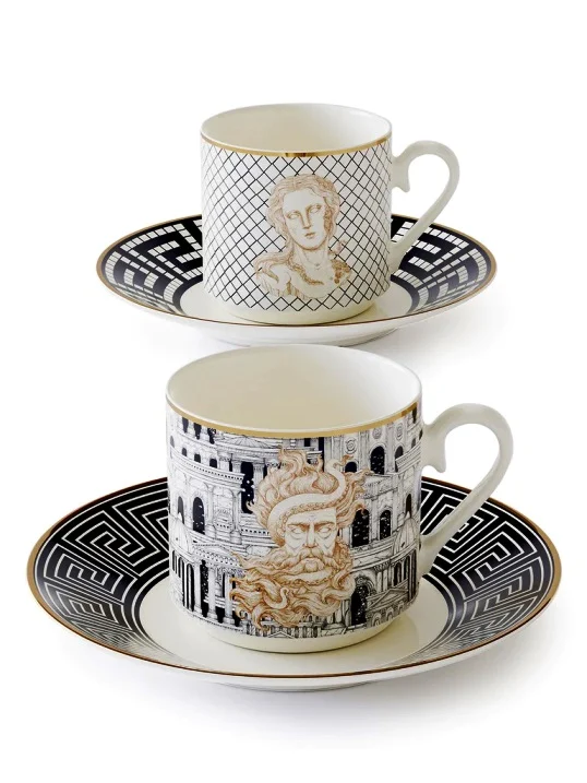 set di 2 tazze con piattini dea e poseidone (collezione atlantis) - Arredamento marinaresco