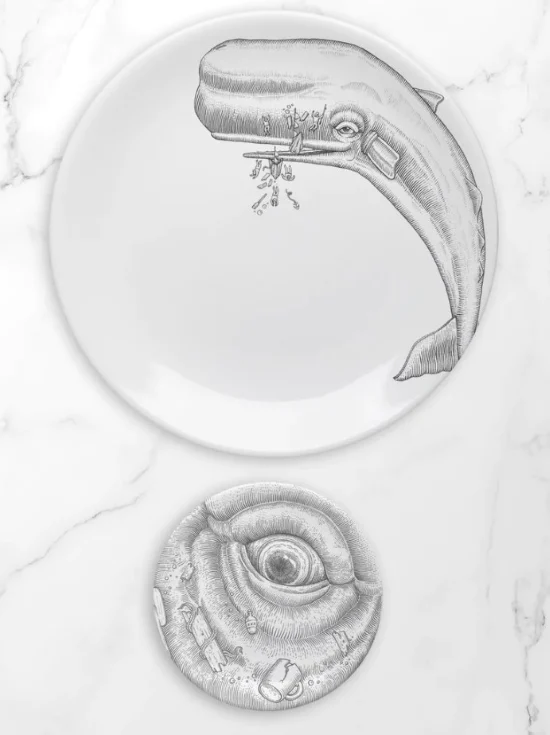 set di 2 piatti moby dick (collezione balene) - Arredamento marinaresco
