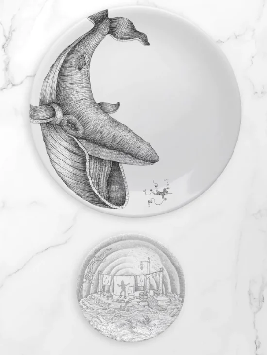 set di 2 piatti pinocchio (collezione balene) - Arredamento marinaresco