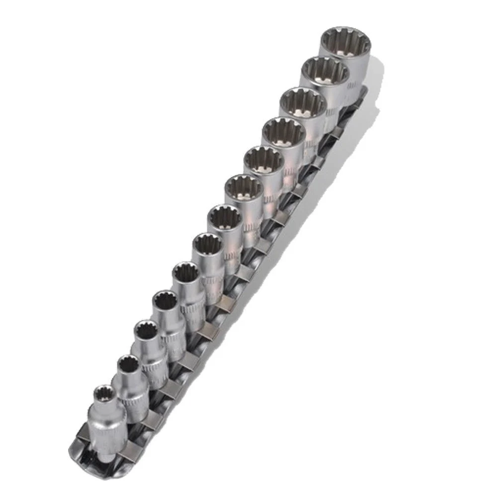 SET KIT 13 PZ CHIAVI BUSSOLE TORX MILLERIGHE 1/4" 4-14mm SCALANATI STRISCIA CLIP
