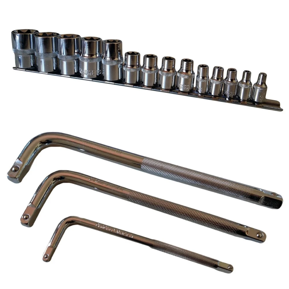 SET KIT 14 CHIAVI A BUSSOLA TORX MILLERIGHE 1/2"1/4"3/8" DA 4 A 24 MM 3 CHIAVI L - TrAdE Shop Traesio