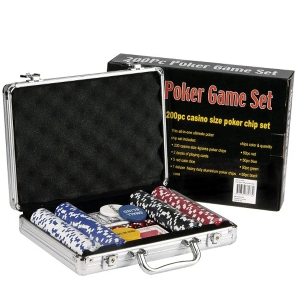SET KIT 200 POKER FICHES CHIPS VALIGETTA CARTE GIOCO TAVOLO TEXAS HOLDEM DEALER - TrAdE Shop Traesio