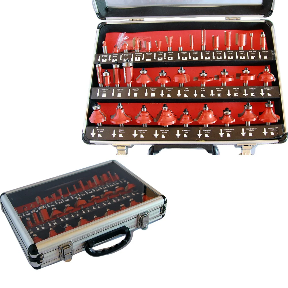 SET KIT 35 PEZZI FRESE PER LEGNO PER PANTOGRAFO IN VALIGETTA DI ALLUMINIO 8mm - TrAdE Shop Traesio