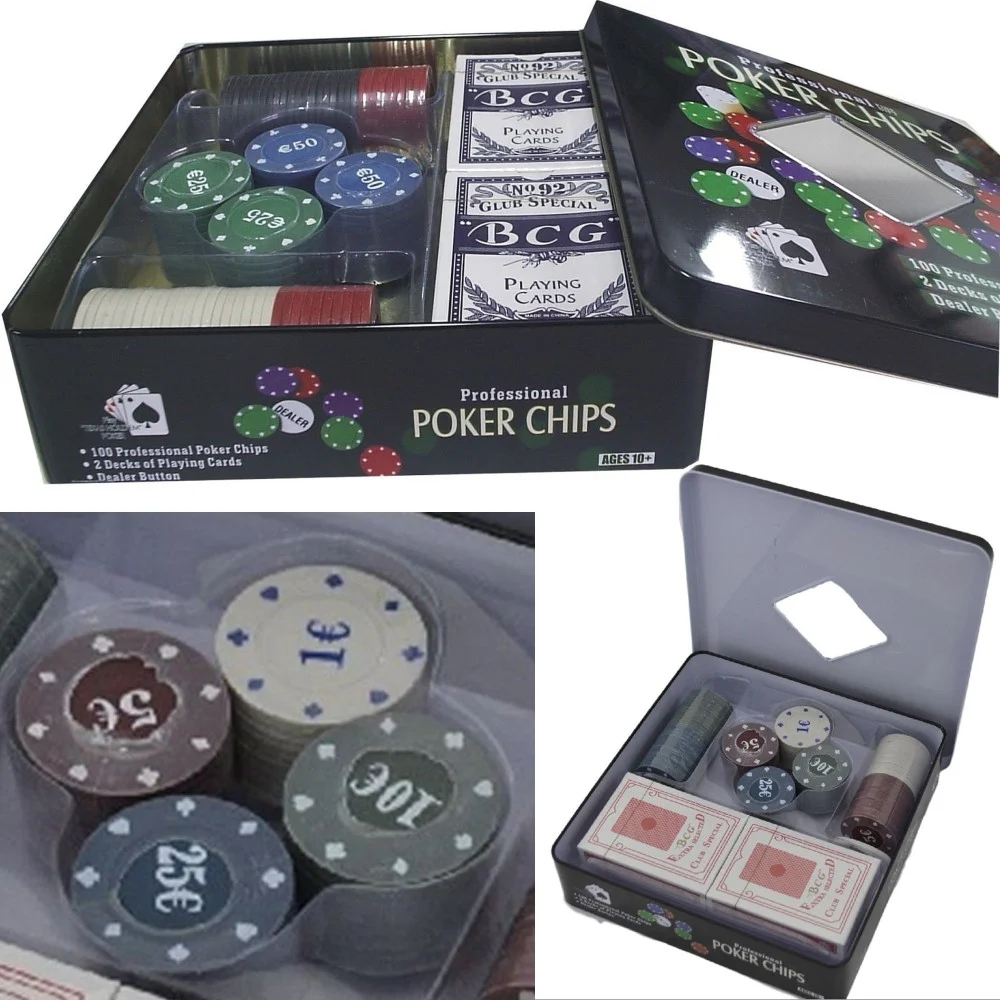 SET KIT COFANETTO POKER TEXAS HOLDEM 100 FICHES CHIPS SET PROFESSIONALE POKER - TrAdE Shop Traesio