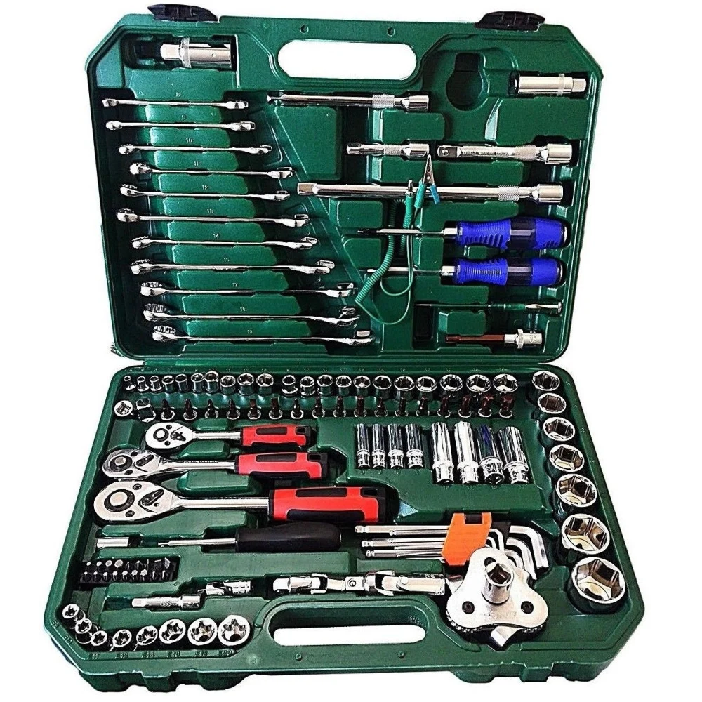 SET KIT UTENSILI 121 PZ BUSSOLE CHIAVE CHIAVI CRICCHETTO ATTREZZI 1/4" 3/8" 1/2" - TrAdE Shop Traesio