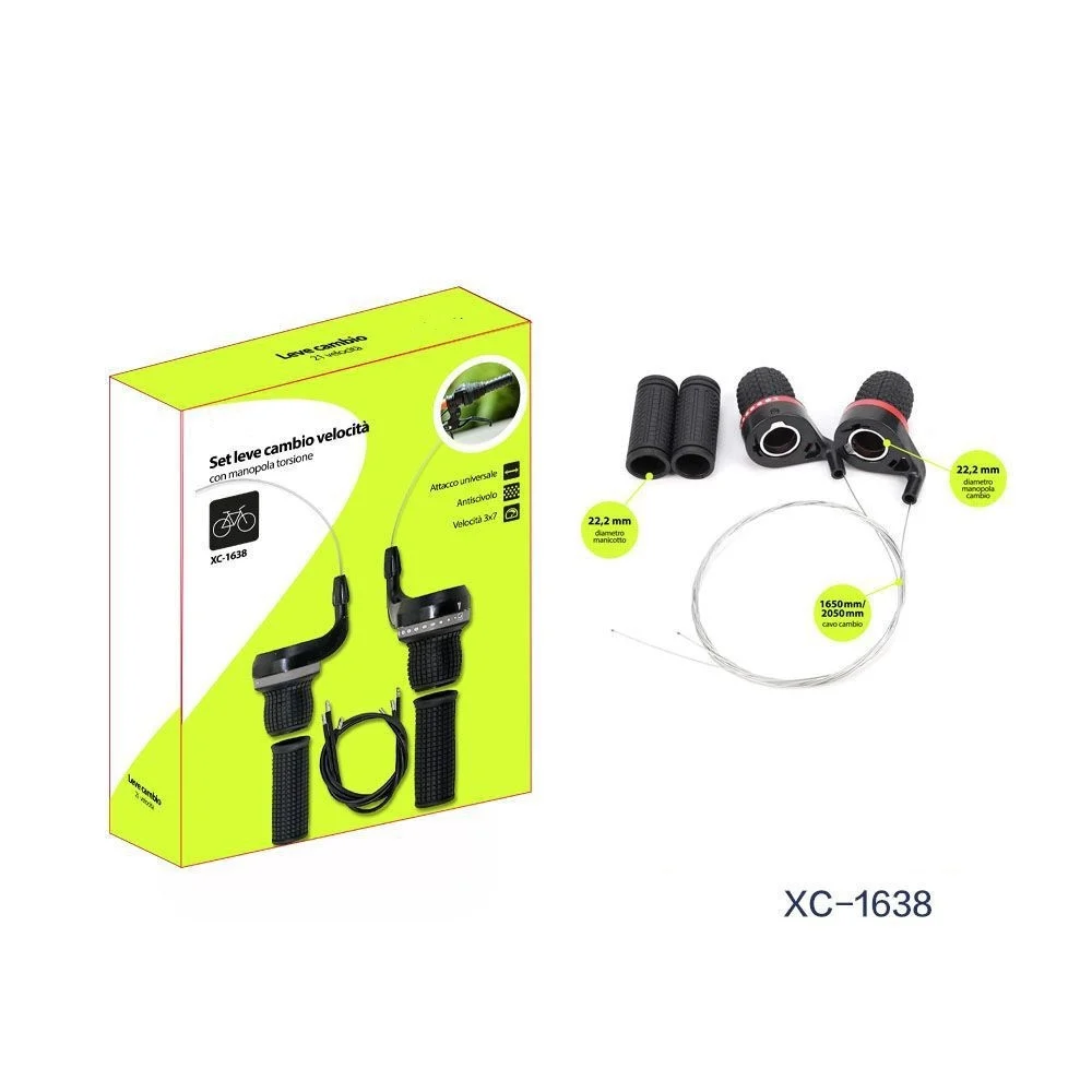 SET LEVE PER CAMBIO VELOCITA 3X7 CON MANOPOLA TORSIONE ANTISCIVOLO BICI XC-1638