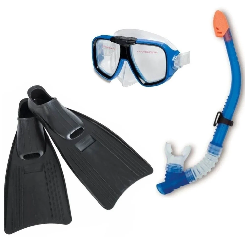 SET MASCHERA BOCCAIO PINNE PER IMMERSIONI SNORKELING SUB MARE PISCINA BLU - TrAdE Shop Traesio