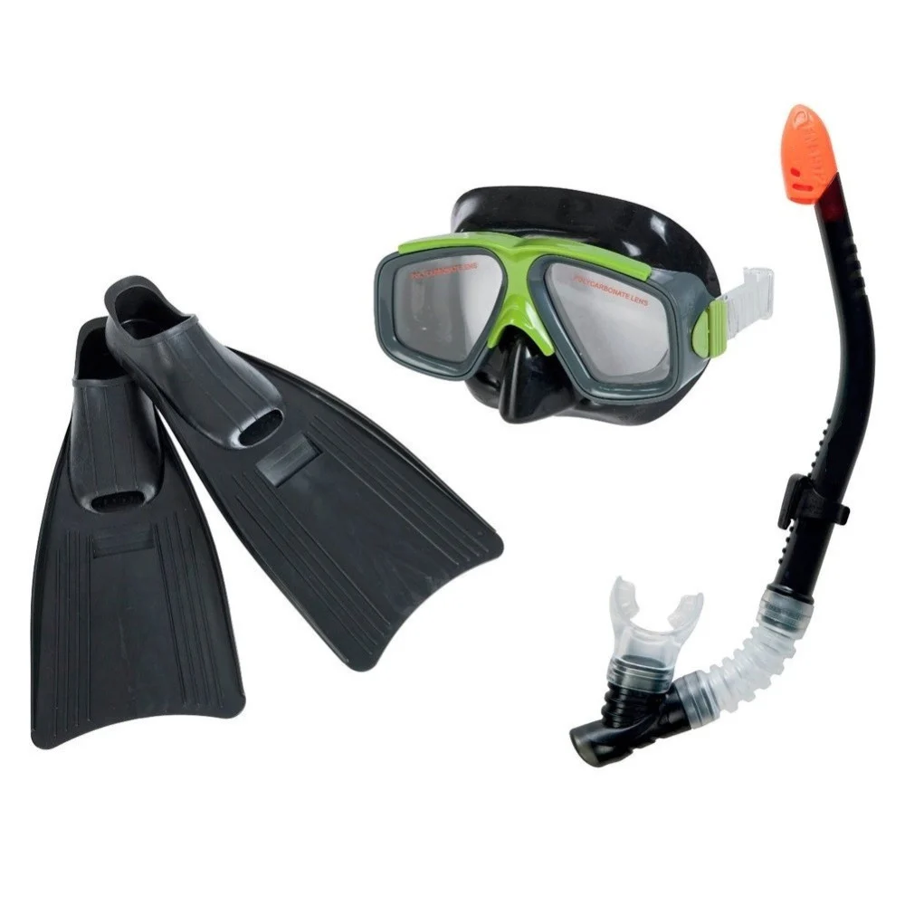 SET MASCHERA BOCCAIO PINNE PER IMMERSIONI SNORKELING SUB MARE PISCINA NERO - TrAdE Shop Traesio