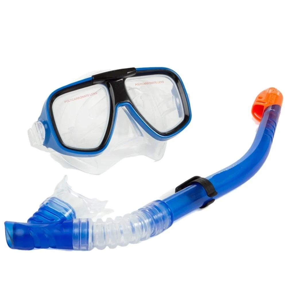 SET MASCHERA CON BOCCAIO PER IMMERSIONI SNORKELING SUB MARE PISCINA BLU - TrAdE Shop Traesio