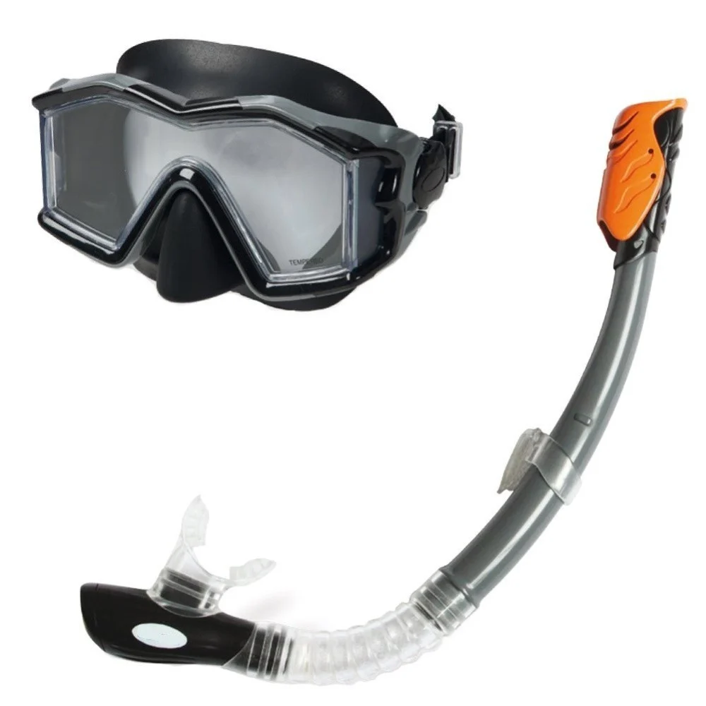 SET MASCHERA CON BOCCAIO PER IMMERSIONI SNORKELING SUB MARE PISCINA NERO - TrAdE Shop Traesio