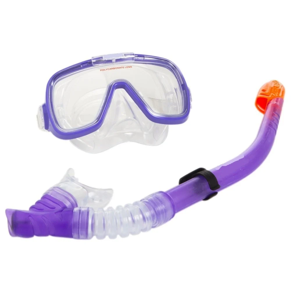 SET MASCHERA CON BOCCAIO PER IMMERSIONI SNORKELING SUB MARE PISCINA VIOLA - TrAdE Shop Traesio