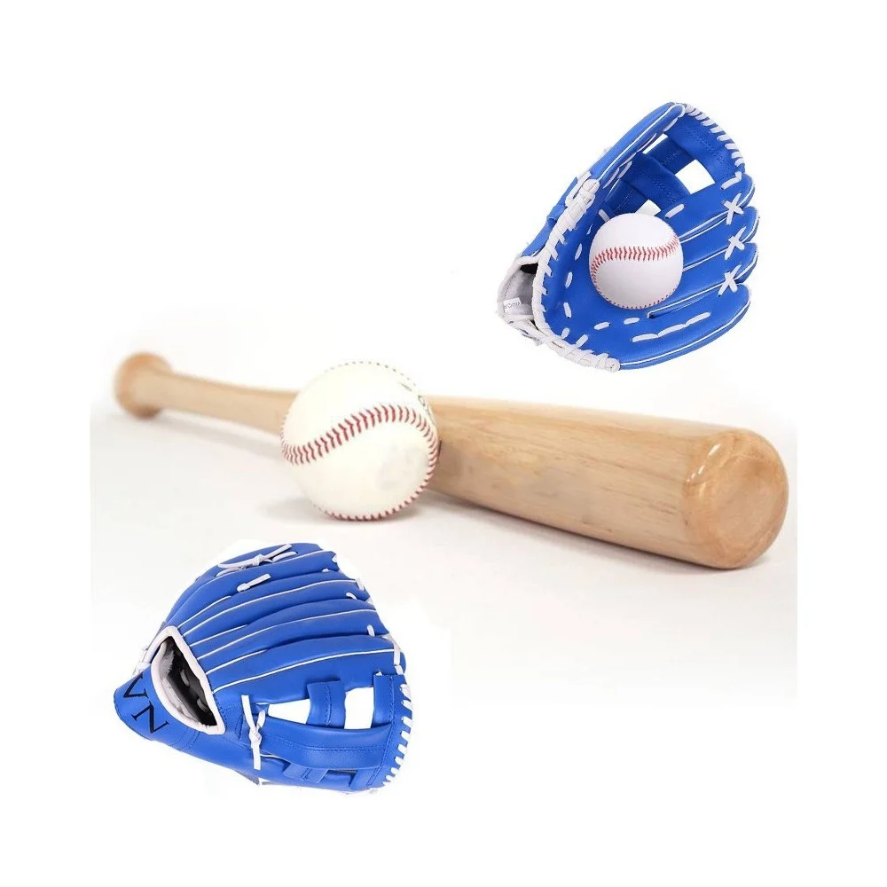 SET MAZZA BASEBALL + PALLA 30" + GUANTONE 10 1/2 INCH MAZZA DA BASEBALL BASTONE LEGNO - TrAdE Shop Traesio