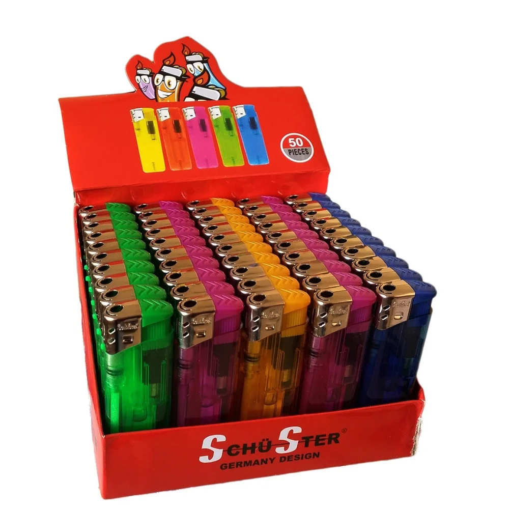 SET SCATOLA 50 PZ ACCENDINI ELETTRONICO RICARICABILI ACCENDINO COLORATI GRANDI - TrAdE Shop Traesio