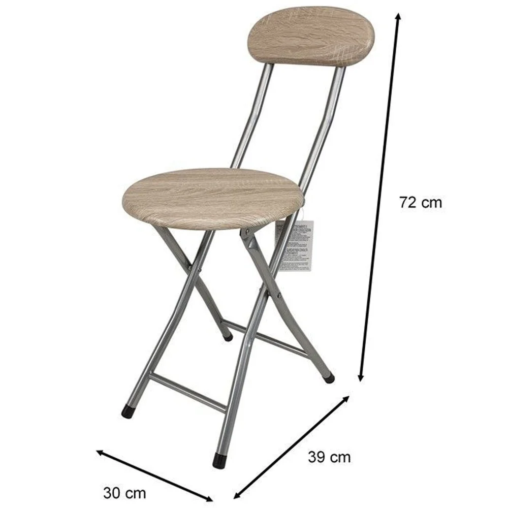 SGABELLO PIEGHEVOLE IN LEGNO SCURO E METALLO CON APPOGGIO SCHIENALE CAMPEGGIO - TrAdE Shop Traesio