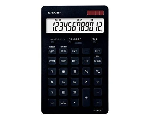 SHARP Calcolatrice 12 Cifre (Bella Dimensione di Tipo) Nero EL-N802-BX