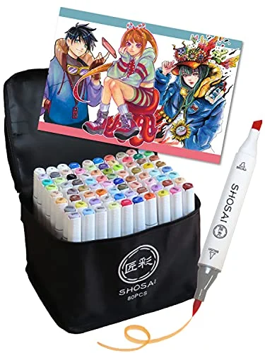 SHOSAI Marker pen Set 72 colors 80 pieces Calligraphy and Thick Type