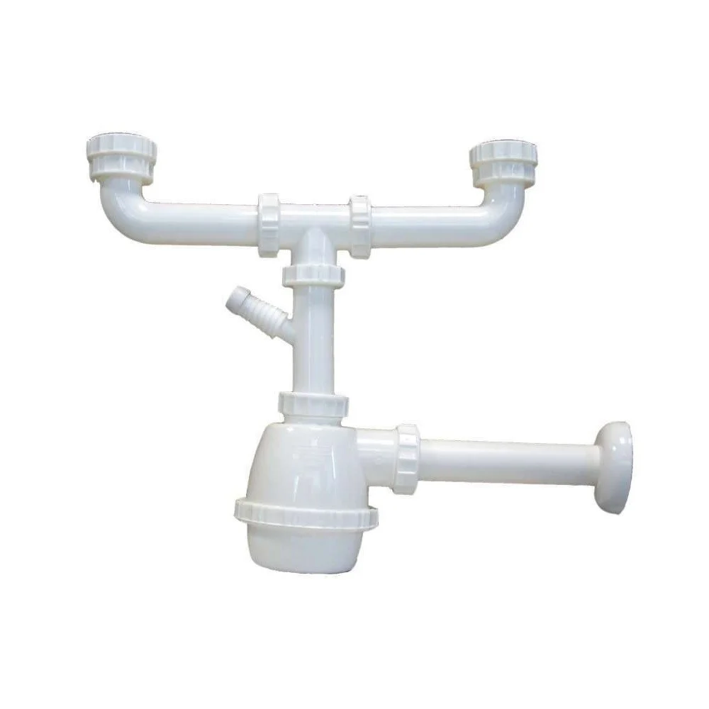 SIFONE MOPLEN LAVELLO 2 VIE SENZA PILETTA ATTACCO LAVANDINO LAVATRICE SCARICO - Cleafe