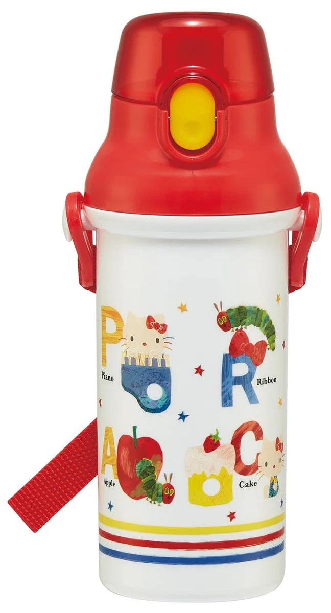 Skater 480ml Kids One-Touch Water Bottle — Hungry Caterpillar × Hello Kitty