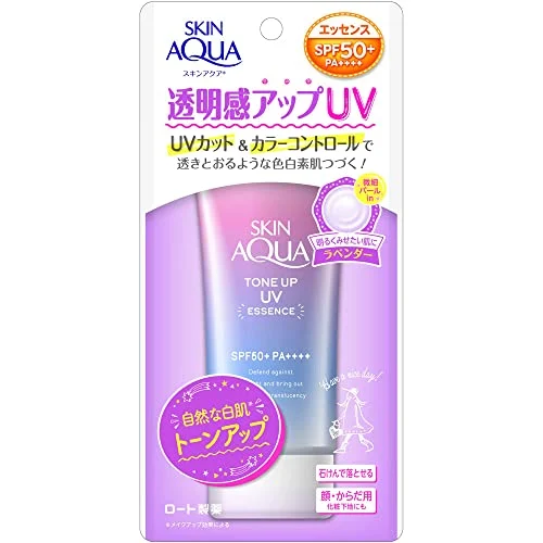 Skin Aqua 50+ Trasparente Tonificante UV Essence Crema Solare Lavanda 50ml