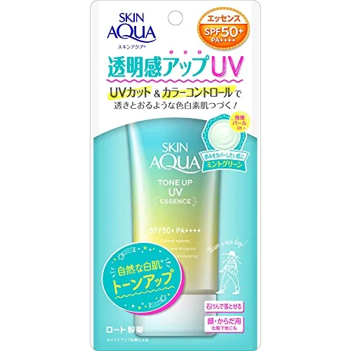 skin aqua Transparency Up Tone-Up UV Essence Sunscreen Scent of Exciting Savon Mint Green