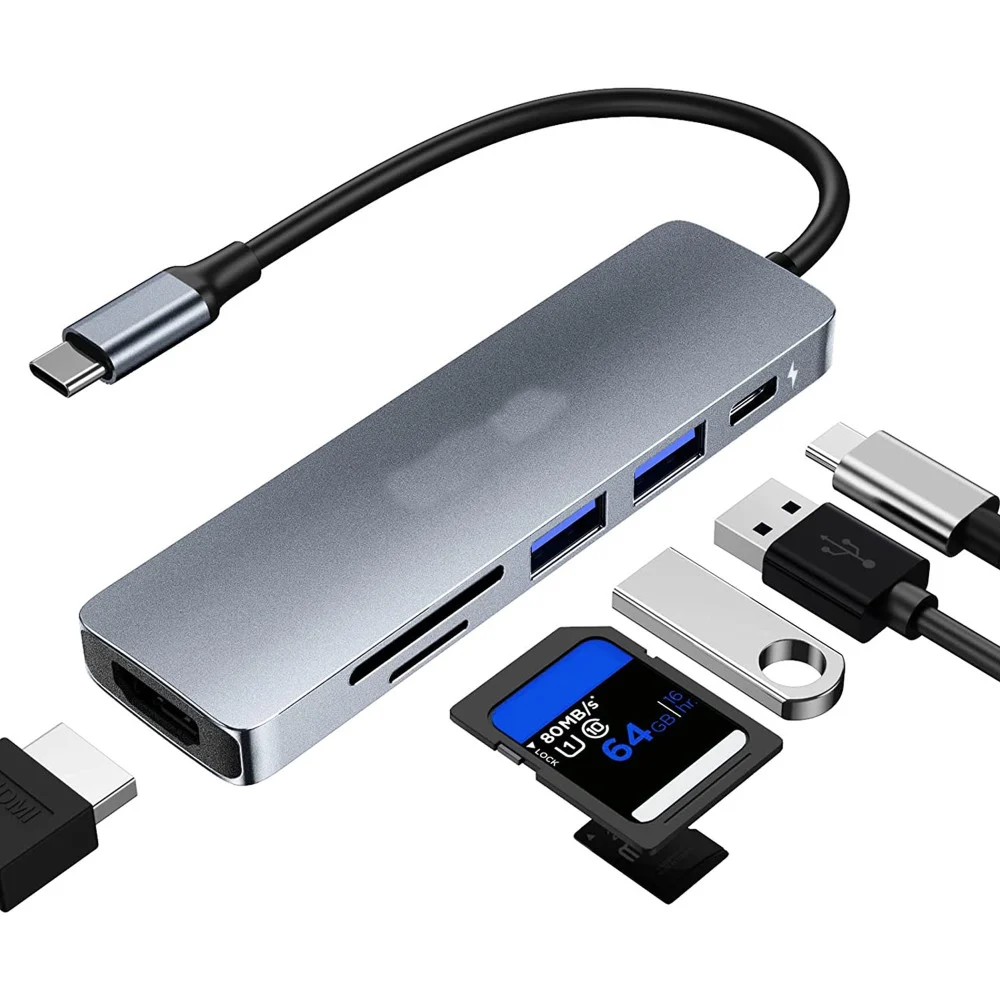 SMART HUB DI TIPO C 7 IN 1 TYPE-C POWER DELIVERY HDMI 3 USB SD MICRO SD Q-HU91