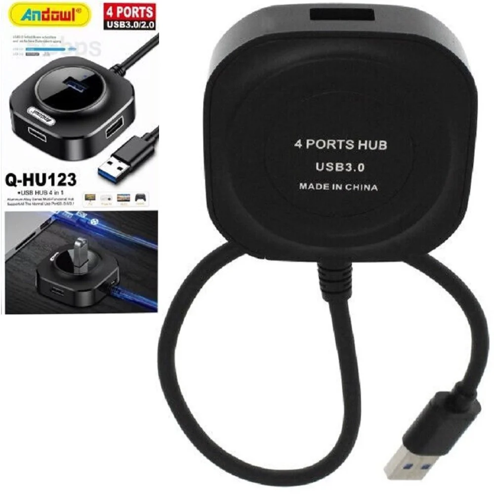SMART HUB USB 4 IN 1 CON 4 PORTE USB 3.0/2.0 Q-HU123 TELEFONI COMPUTER NOTEBOOK