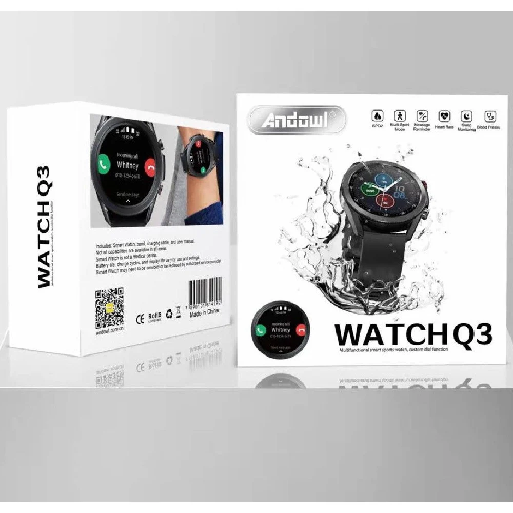 SMARTWATCH OROLOGIO INTELLIGENTE MULTIFUNZIONALE Q3 WATCH FREQUENZA CARDIACA - Andowl