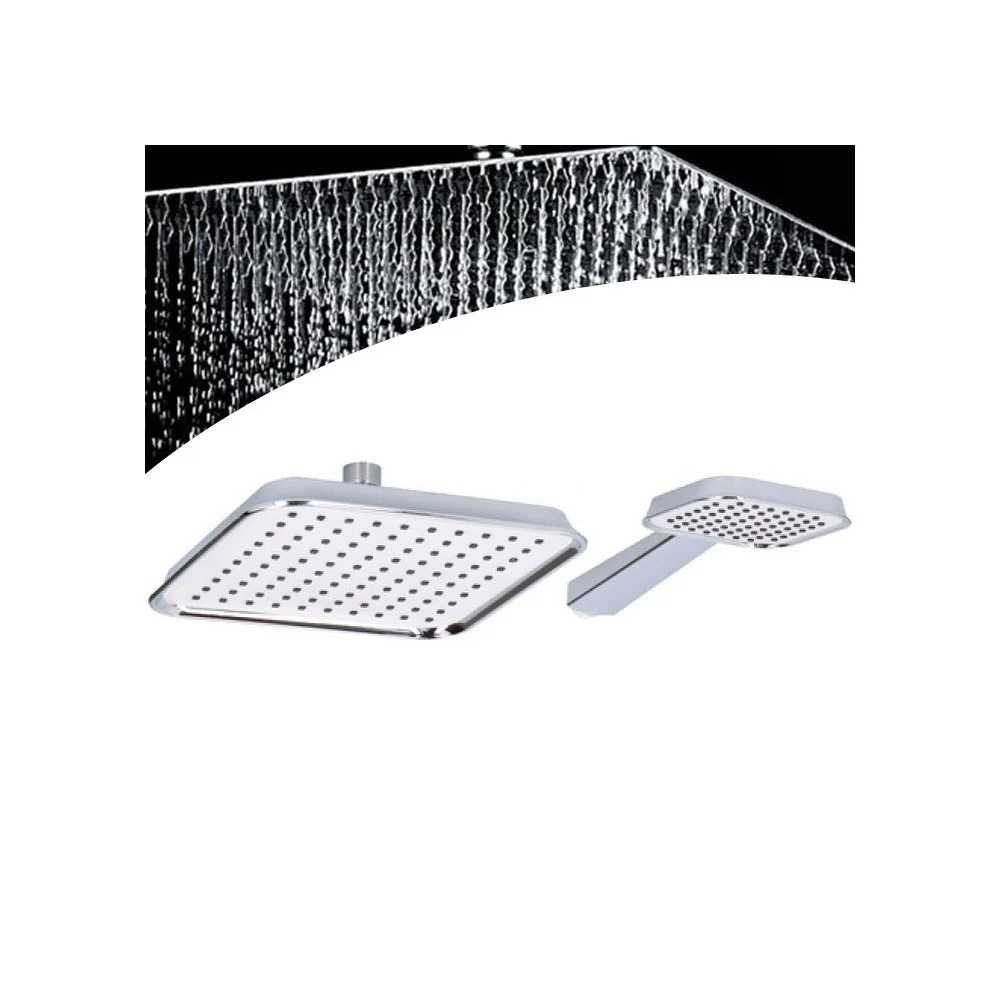 SOFFIONE DOCCIA QUADRATO 20X20CM CON MISCELATORE DOCCETTA QUADRATA IN ABS CROMO - TrAdE Shop Traesio
