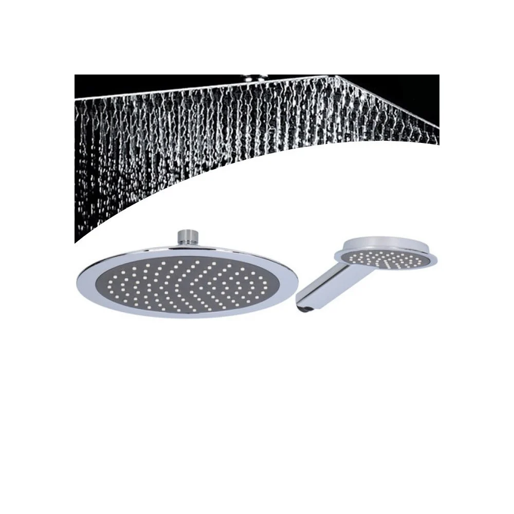 SOFFIONE DOCCIA ROTONDO 23CM CON MISCELATORE DOCCETTA TONDO 11CM IN ABS CROMO - TrAdE Shop Traesio