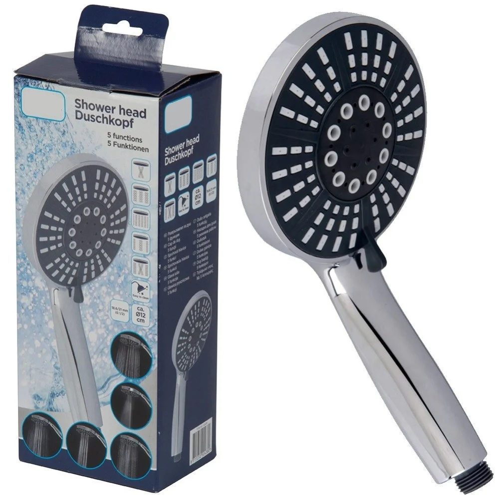 SOFFIONE DOCCIA TROPICAL DOCCETTA SILVER DIAMETRO 12CM UNIVERSALE 5 FUNZIONI - TrAdE Shop Traesio