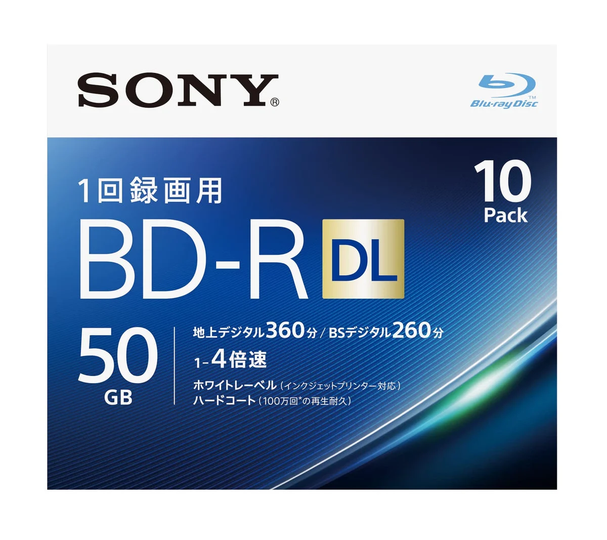 Sony BD-R DL 50GB dischi Blu-ray registrabili 10 pezzi 4x con custodie