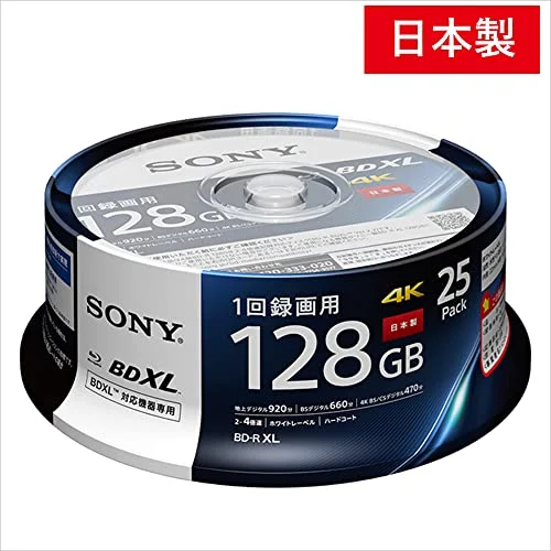 SONY BD-R per Video 128GB 1-4x Stampabile Spindle Blu-ray Disc 25 pezzi 25BNR4VAPP4