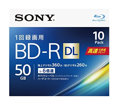 SONY Blu-ray Disc BD-R Dual Layer 6x10 Pack 10BNR2VJPS6