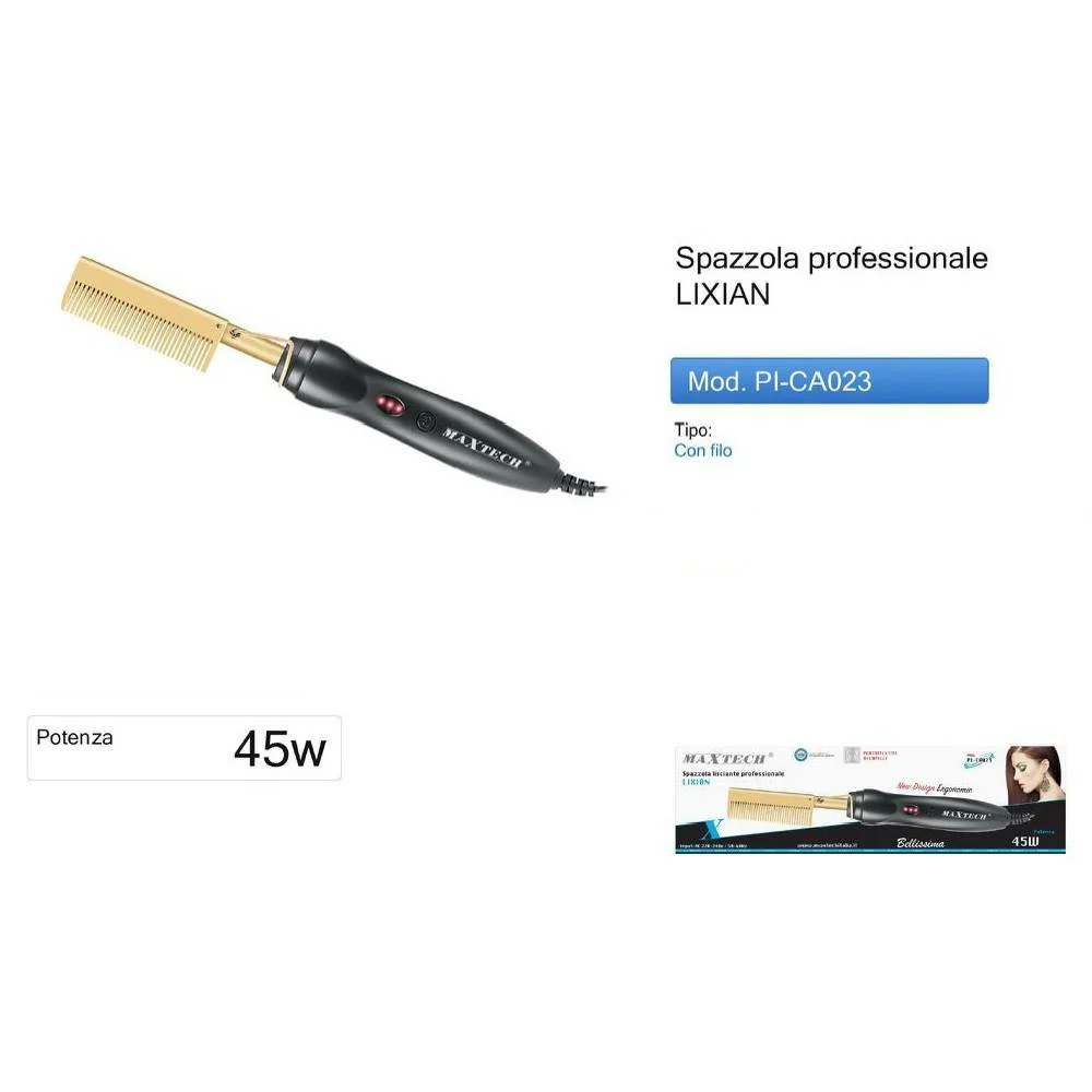 SPAZZOLA LISCIANTE PROFESSIONALE ELETTRICA PETTINE RISCALDANTE CAPELLI PI-CA023