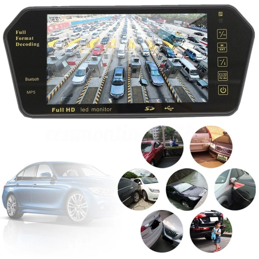 SPECCHIETTO RETROVISORE MONITOR 7'' BLUETOOTH USB SD TFT MP5 CAMERA AUTO - TrAdE Shop Traesio