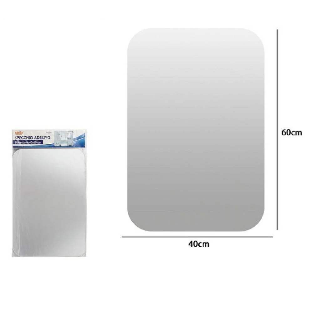 SPECCHIO ADESIVO FORMA RETTANGOLARE ADESIVA MURALE ARREDAMENTO CASA 40X60CM - TrAdE Shop Traesio