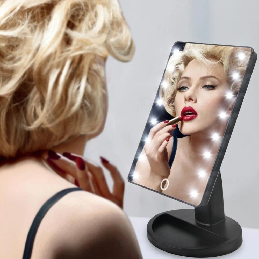 SPECCHIO DA TRUCCO ILLUMINATO 16 LED PORTATILE MAKE UP COSMETICO CAMERINO - TrAdE Shop Traesio