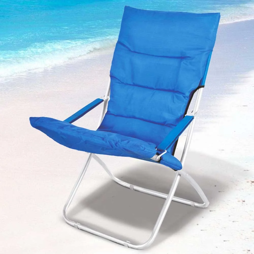 SPIAGGINA SEDIA CANAPONE IN ACCIAIO TESSUTO IMBOTTITO PIEGHEVOLE RELAX BLU - TrAdE Shop Traesio