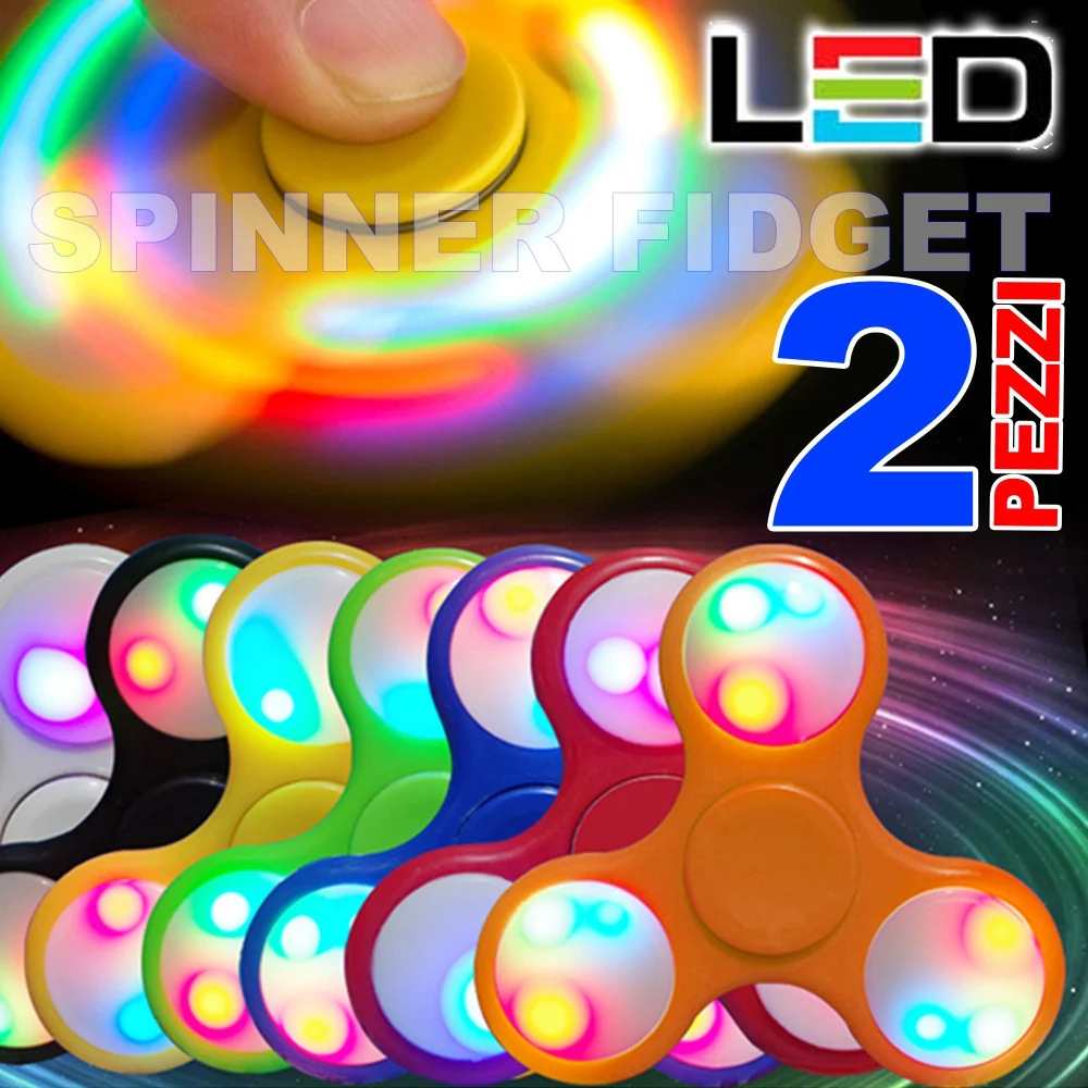 SPINNER CON LUCI LED LUMINOSO FIDGET ANTI STRESS 2 PEZZI GIOCO RILASSANTE 3D - TrAdE Shop Traesio